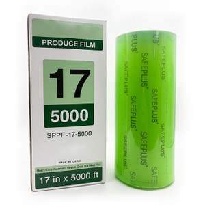 Rollo de film transparente de PVC de color verde claro para envasado de verduras con alto rendimiento el&aacute;stico y antivaho al por mayor