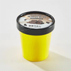 Copo de sorvete de papel amarelo brilhante com tampa de encaixe preta, recipiente descart&aacute;vel para sobremesa congelada no atacado